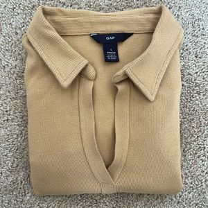 VNT Y2K GAP 70s Inspired Tan Collared Long Sleeve Woven Top 🧸